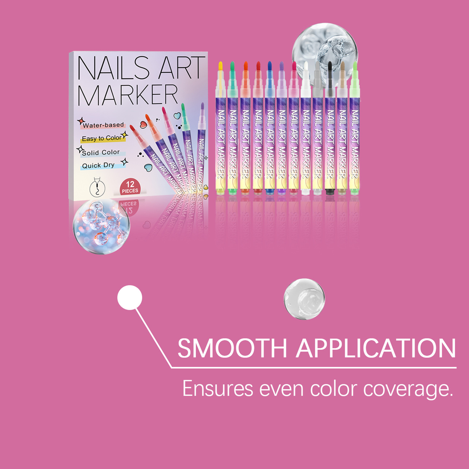12Pcs Nail Art Pens With Fine  - Correction Pen Fine のレビューと価格