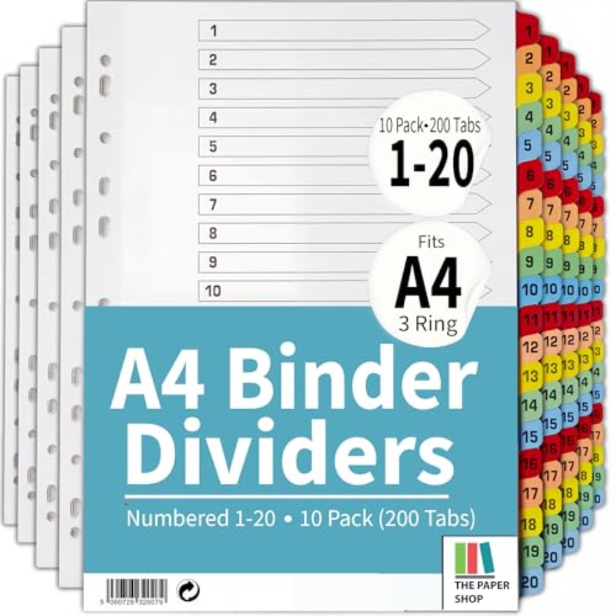 Binder Dividers with Tabs -20  - Tab Divider A4 のレビューと価格