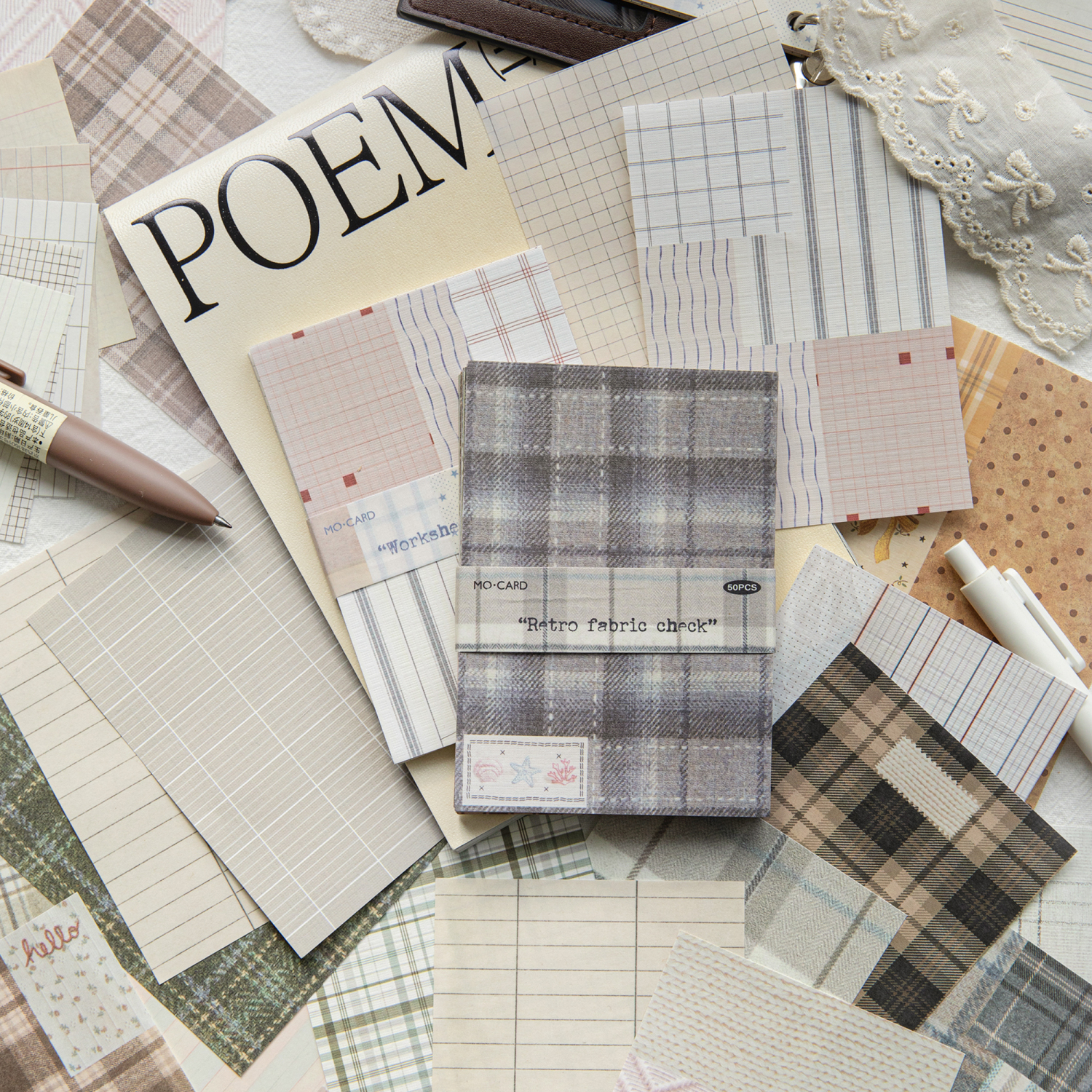 50pcs creative plaid Decor Scr - Ink Blotter Paper のレビューと価格