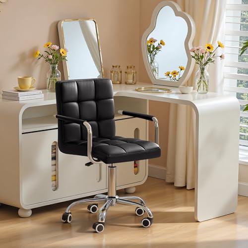 Black PU Leather Swivel Office - Leather Desk Pad のレビューと価格