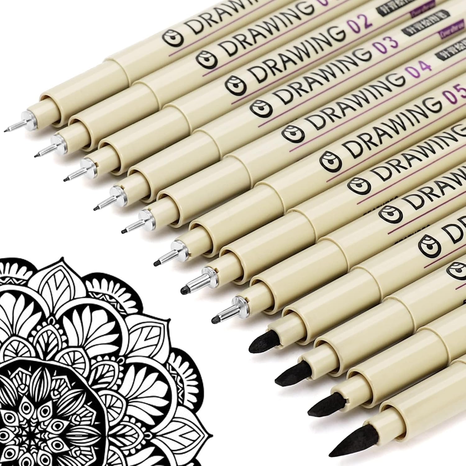 12 Black Fine Line Drawing Pen - Archive Box Set のレビューと価格